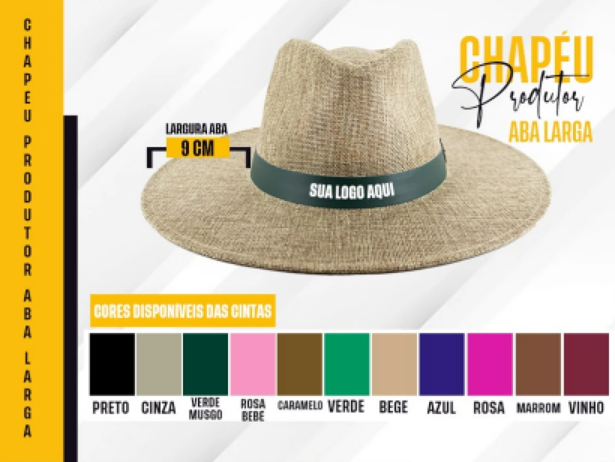 Chapéu Produtor - Chapéu fibra de bambu cor palha