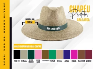 Chapéu Produtor - Chapéu fibra de bambu cor palha