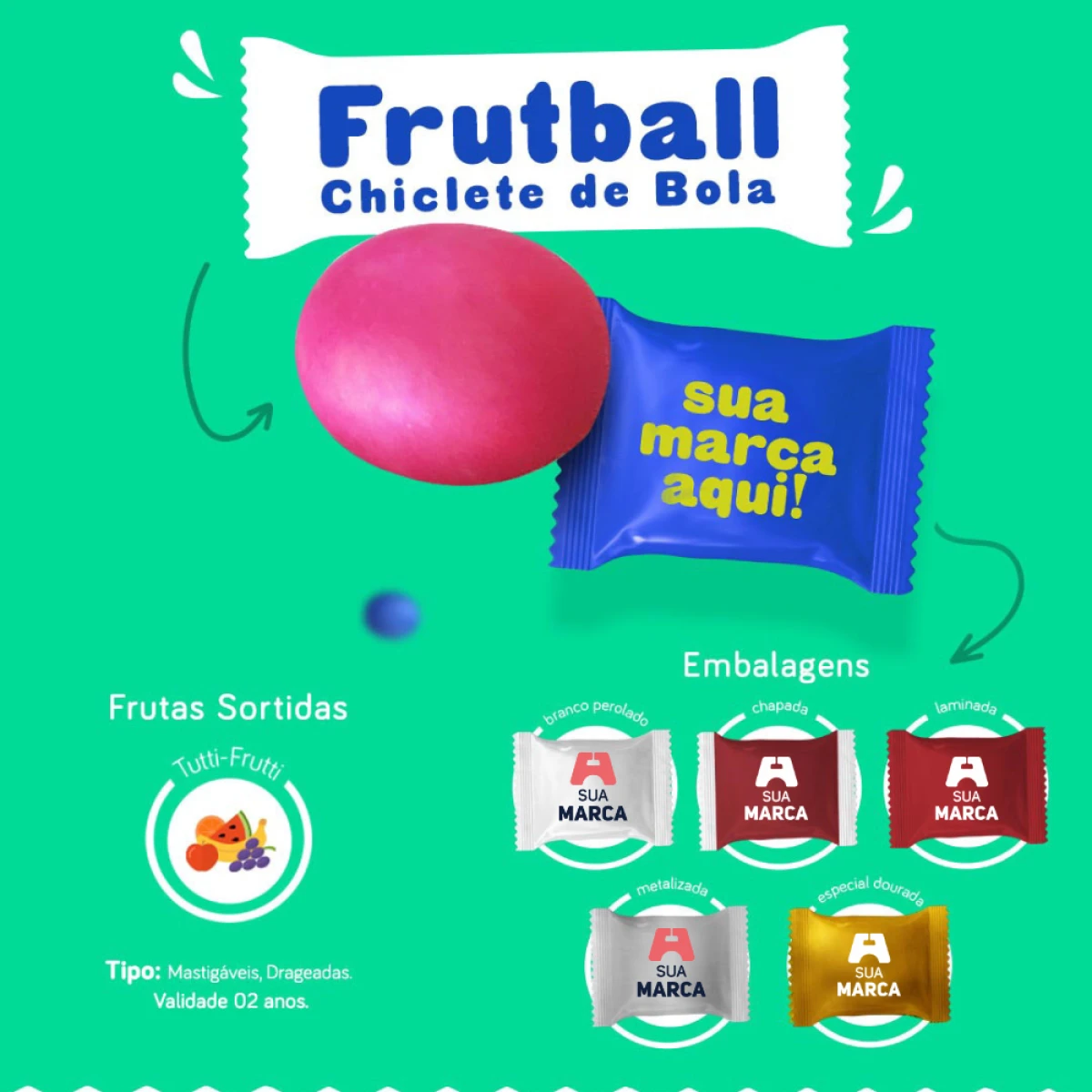 Frutball Chiclete de Bola Personalizado