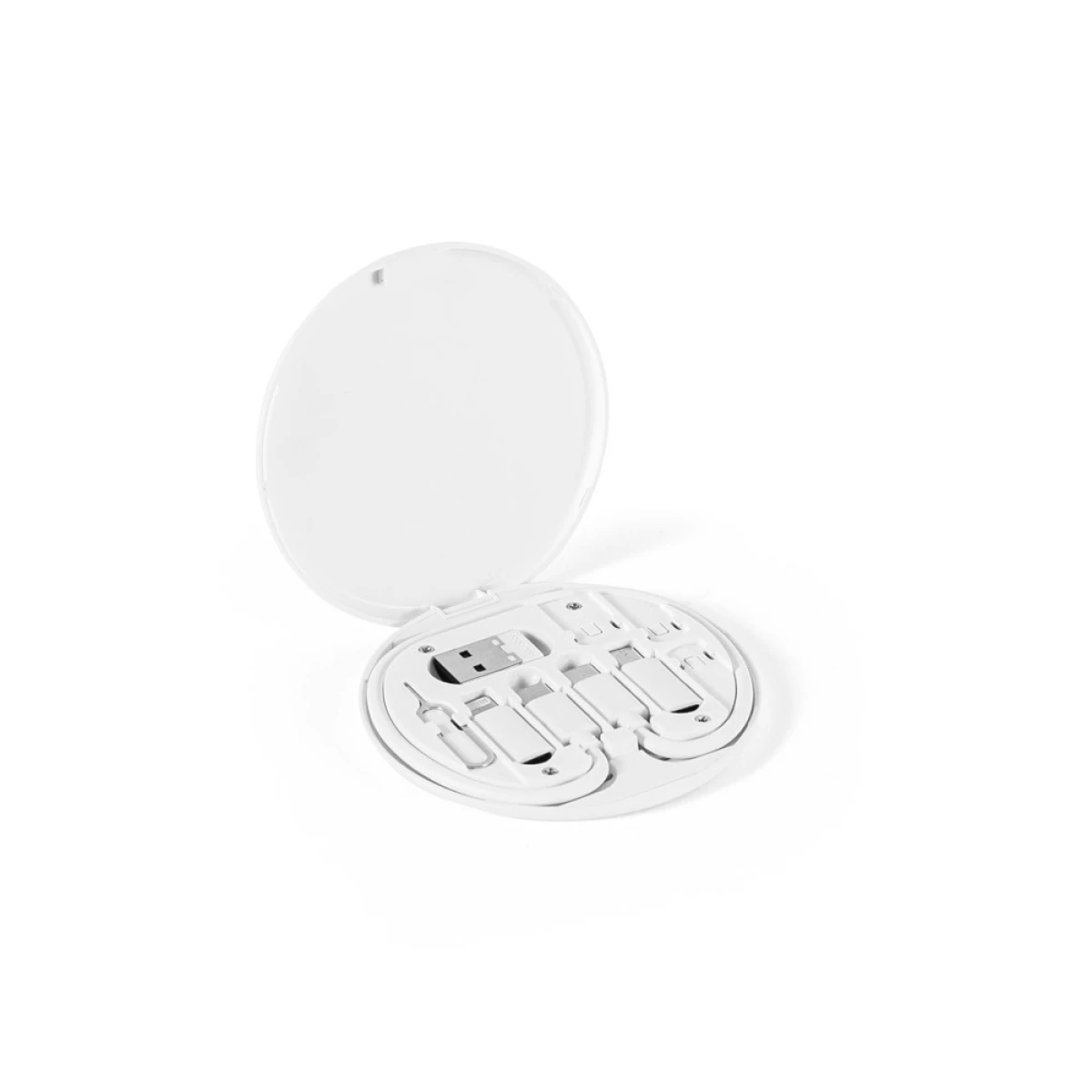 Conjunto cabo e adaptadores de carregamento super-rápido em ABS 100% reciclado que permite a transferência de dados